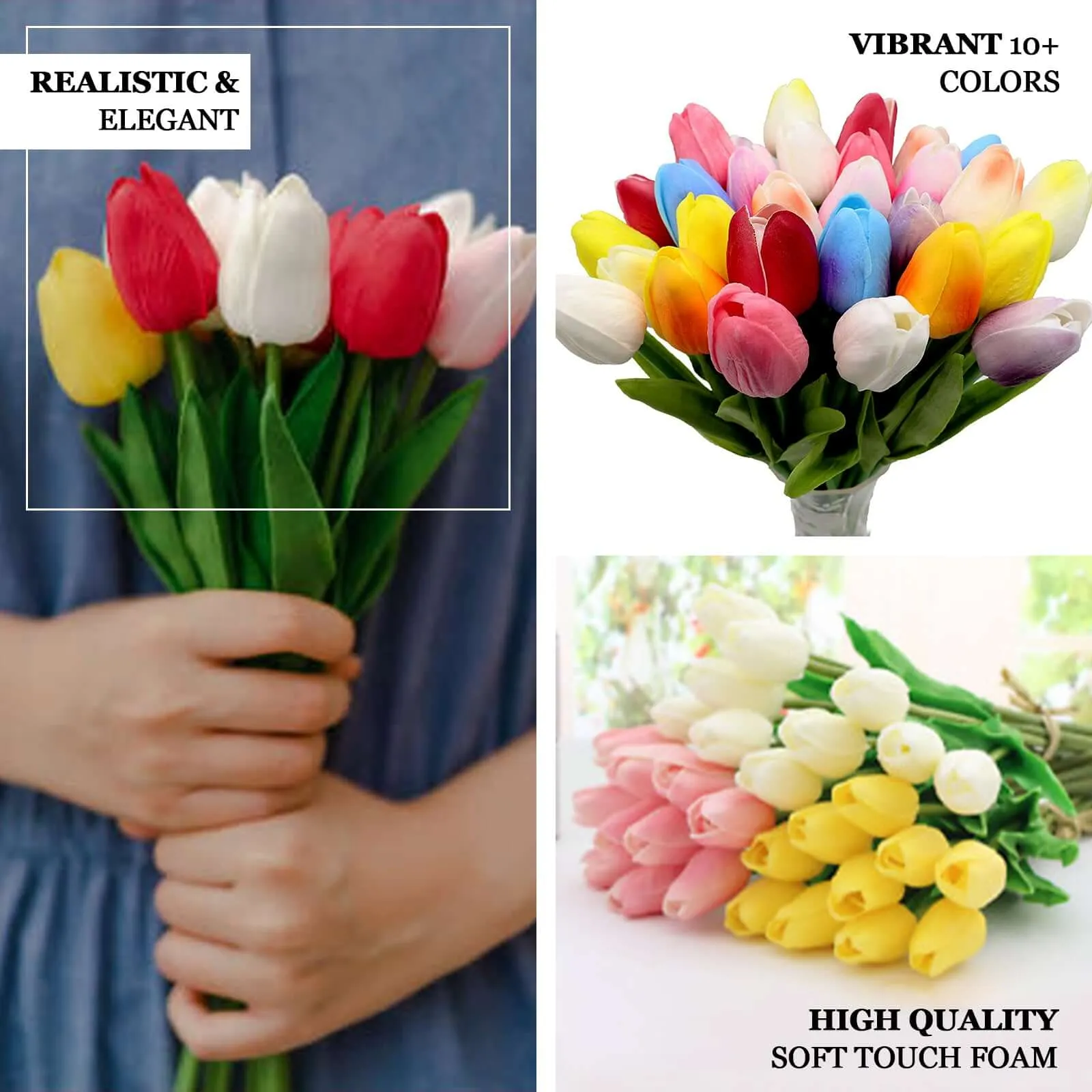 10 Stems 13" Blush Artificial Foam Tulip Flower Bouquets