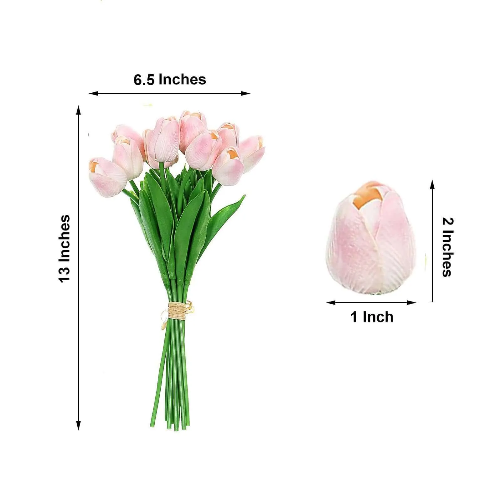 10 Stems 13" Blush Artificial Foam Tulip Flower Bouquets