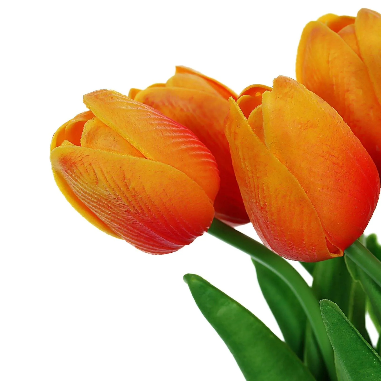 10 Stems 13" Orange Real Touch Artificial Foam Tulip Flower Bouquets