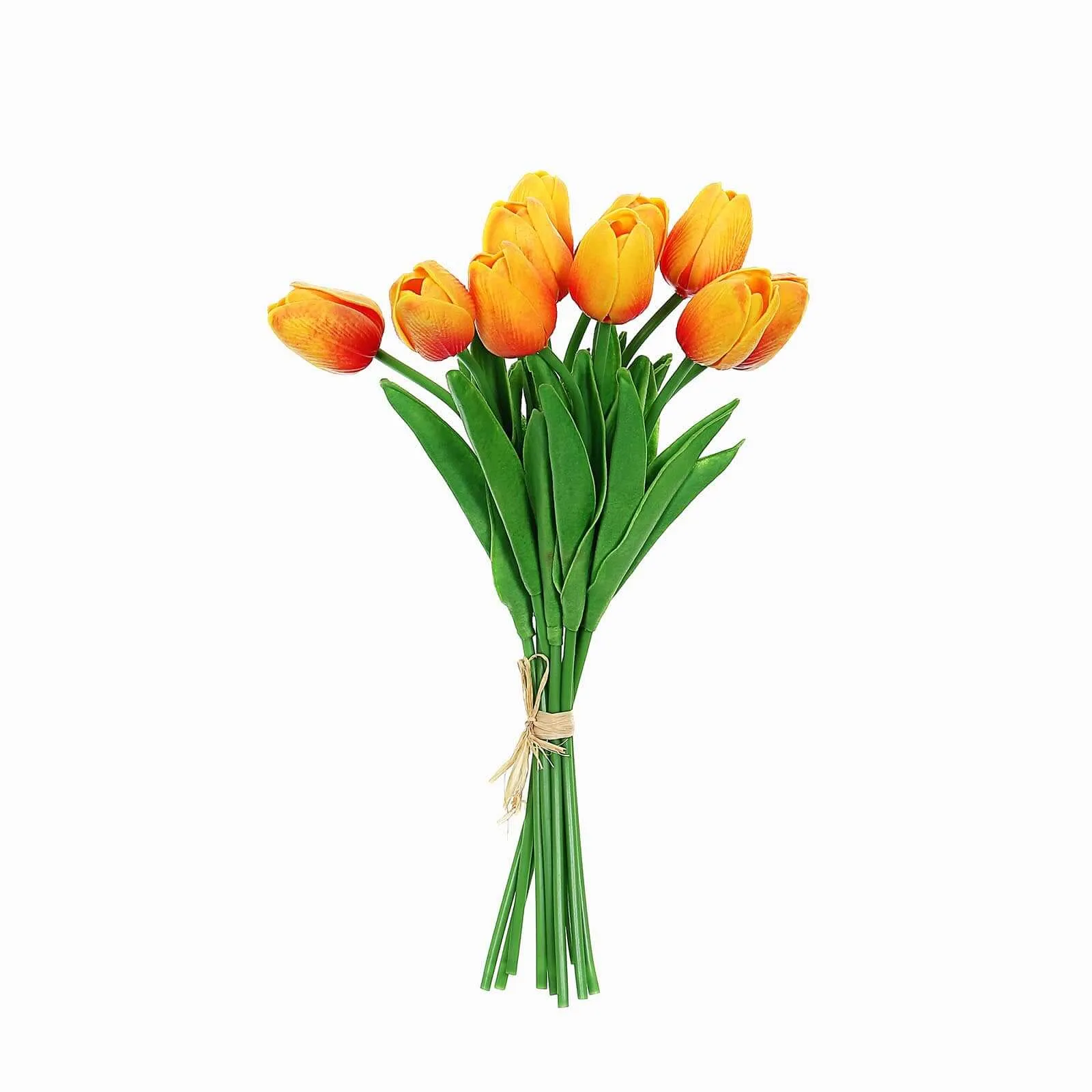 10 Stems 13" Orange Real Touch Artificial Foam Tulip Flower Bouquets