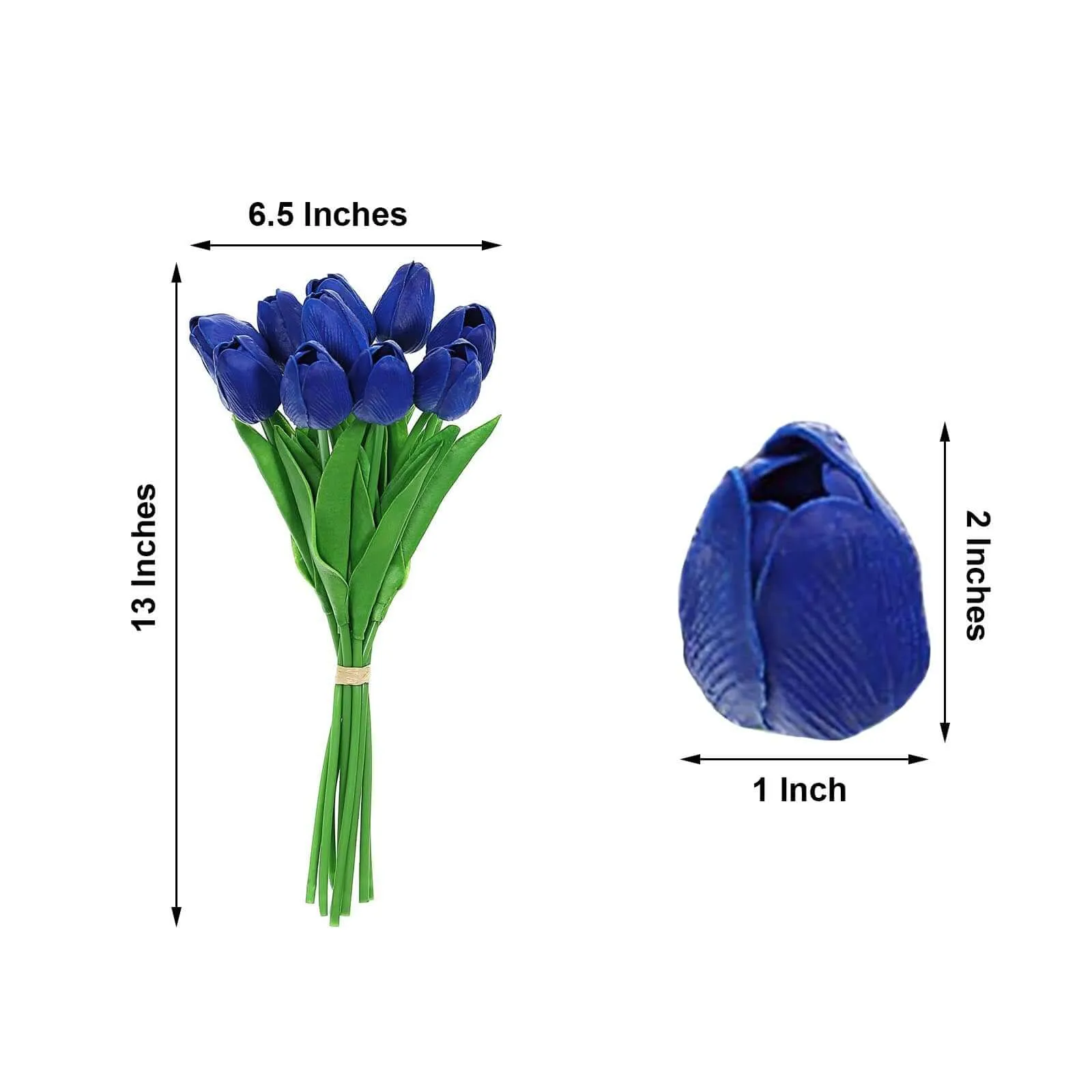 10 Stems 13" Royal Blue Real Touch Artificial Foam Tulip Flowers