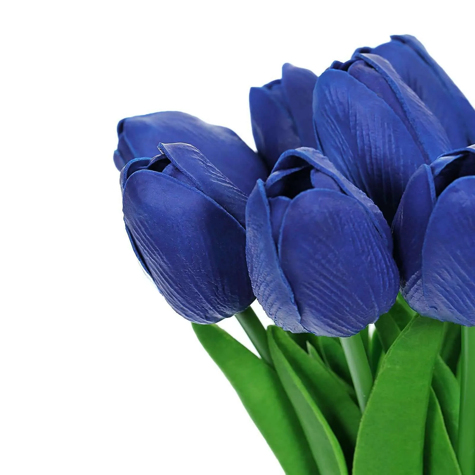 10 Stems 13" Royal Blue Real Touch Artificial Foam Tulip Flowers