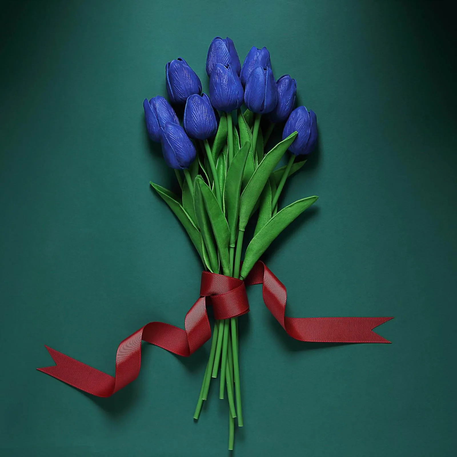 10 Stems 13" Royal Blue Real Touch Artificial Foam Tulip Flowers