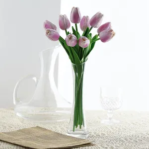 10 Stems Lavender Lilac Real Touch Artificial Foam Tulip Flowers 13"