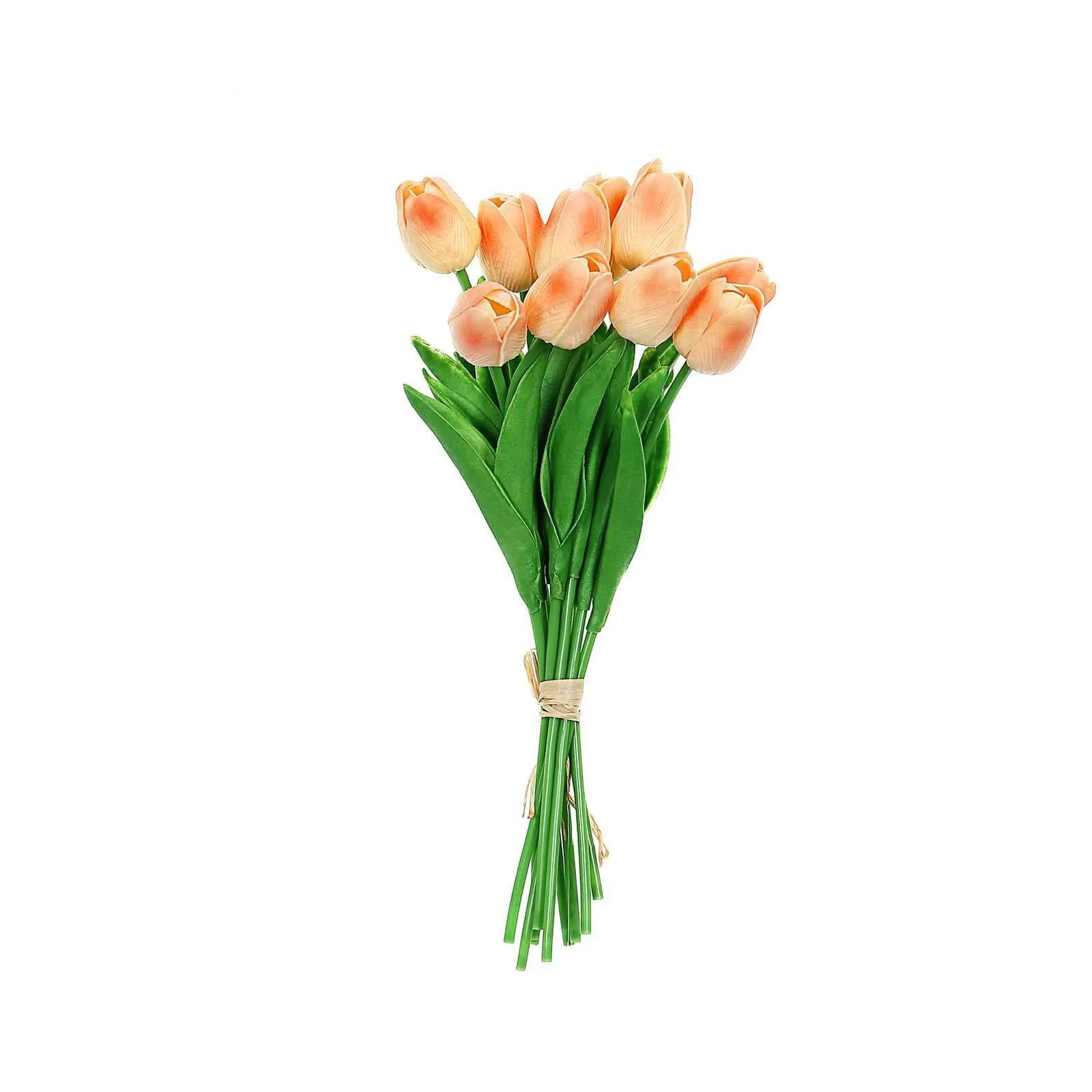 10 Stems Peach Real Touch Artificial Foam Tulip Flower Bouquets 13"