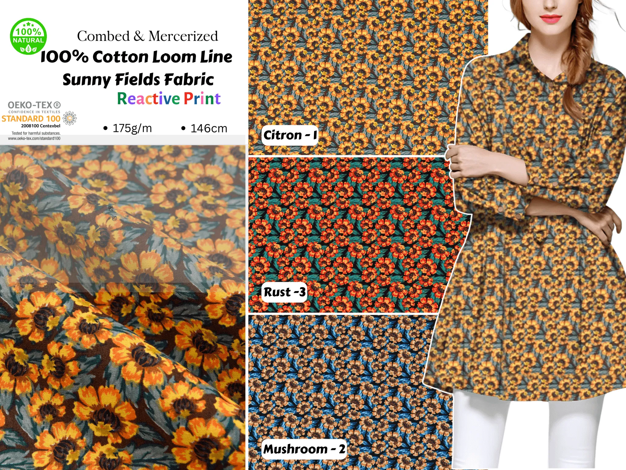 100% Cotton Loom Line  Sunny Fields Fabric - 169