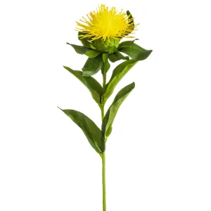 10" Artificial Pincushion Protea Flower Stem -Yellow (pack of 12)