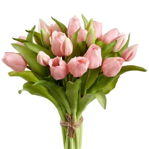 11.75" Tulip Silk Flower Bouquet -Pink (pack of 2)