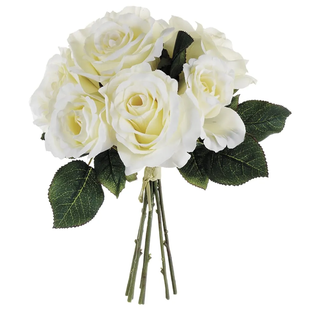 11" Rose Silk Flower Bouquet -Cream (pack of 12)