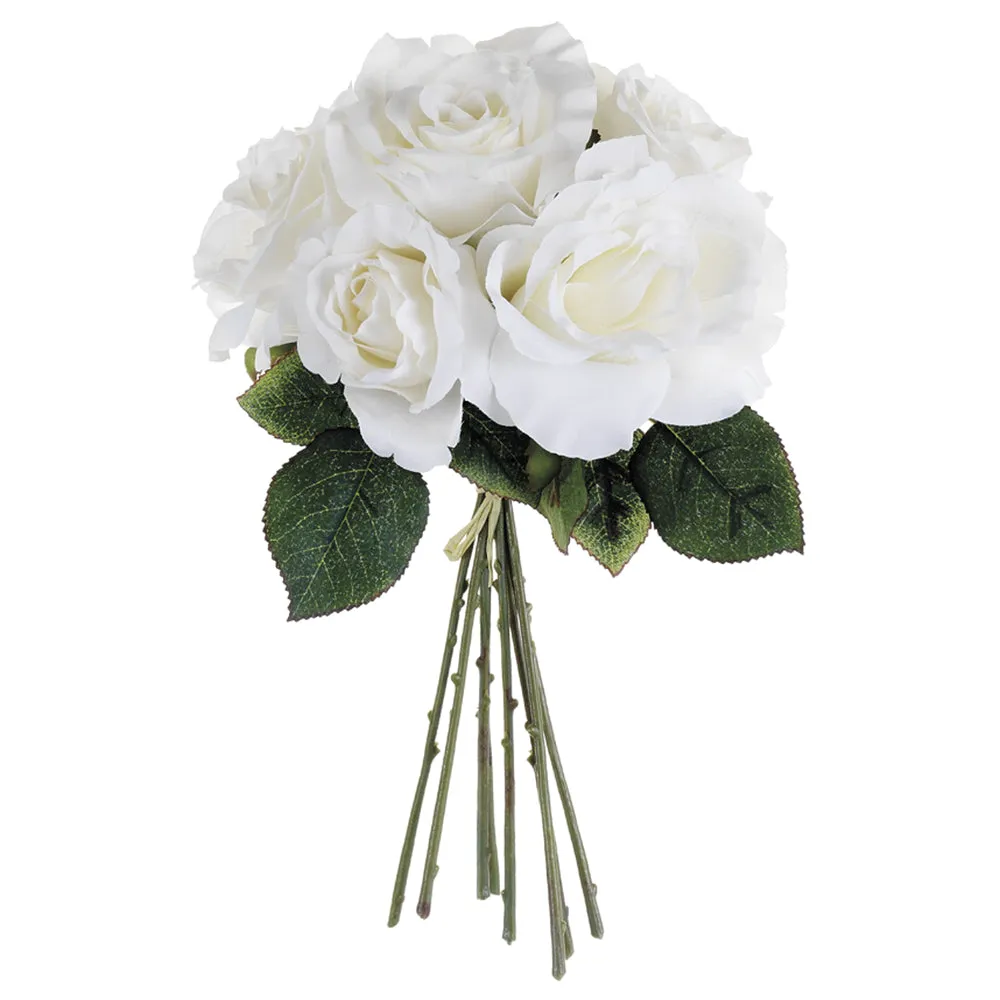 11" Rose Silk Flower Bouquet -White (pack of 12)