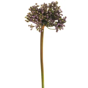 12" Allium Bud Silk Flower Stem -Lavender/Green (pack of 12)