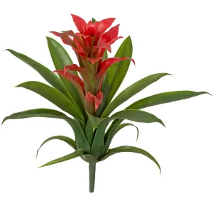 12" Artificial Guzmania Bromeliad Plant Flower Bush -Red (pack of 12)