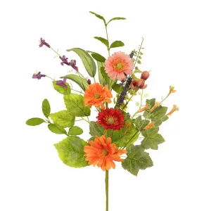 12" Daisy, Lavender & Blossom Silk Flower Stem -Orange/Assorted (pack of 12)