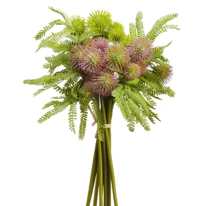 12" Silk Thistle Flower Stem Bundle -Green/Lavender (pack of 12)