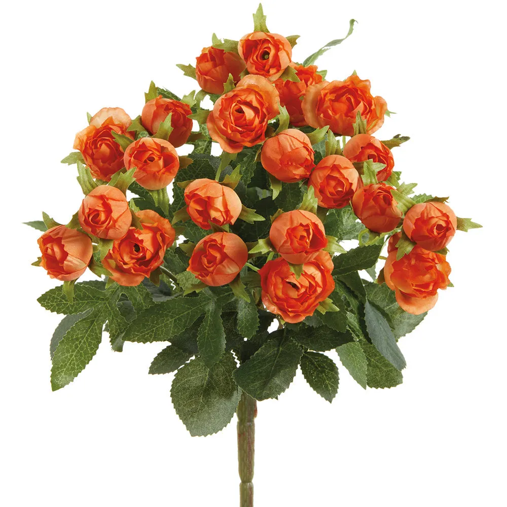 12" Small Sweetheart Rose Silk Flower Bush -Orange (pack of 12)