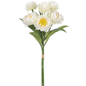 12" Strawflower Silk Flower Stem Bundle -White (pack of 12)