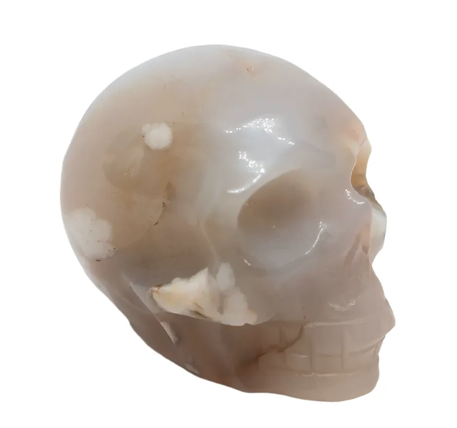 204G Flower Agate Crystal Skull