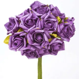 72 Artificial Silk Roses Bouquet Wedding Vase Centerpiece Decor - Purple