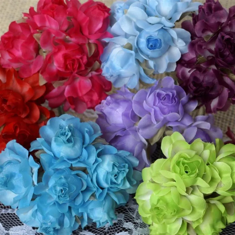 72 Light Blue Silk Semi Bloomed Craft Roses DIY Wedding Bouquet Flowers Decoration