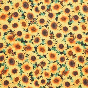 Advice from a Sunflower - Packed Sunflower & Butterflies Yellow Yardage