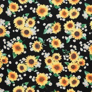 Advice from a Sunflower - Sunflowers & Daisy Bouquets Black Yardage