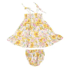 Angel Dear Tie-Strap Smocked Dress Sunflower Dream Floral