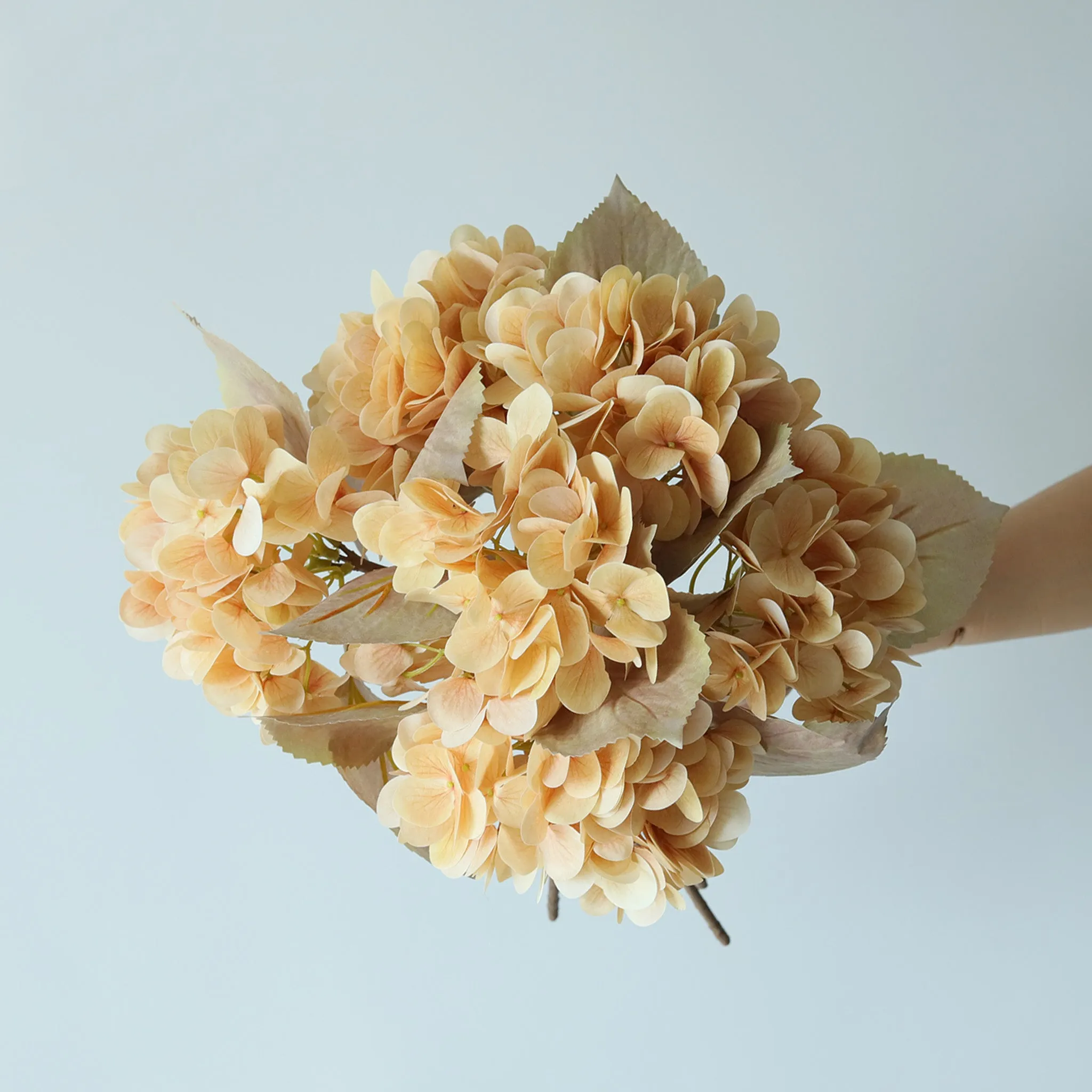 Artificial Flowers Tan Silk Hydrangea Fake Floral