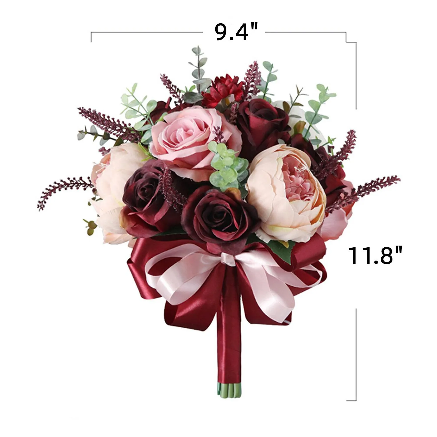 Bulk Burgundy French Round Bridal Bouquets Wedding Bouquets Wholesale