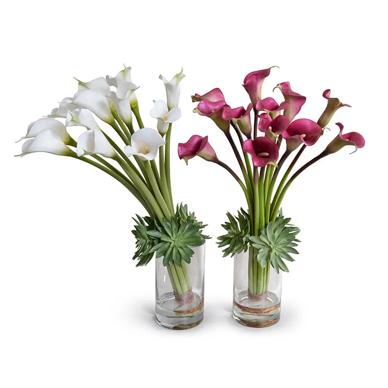 Calla Lily with Succulent Collar in Glass 30"H