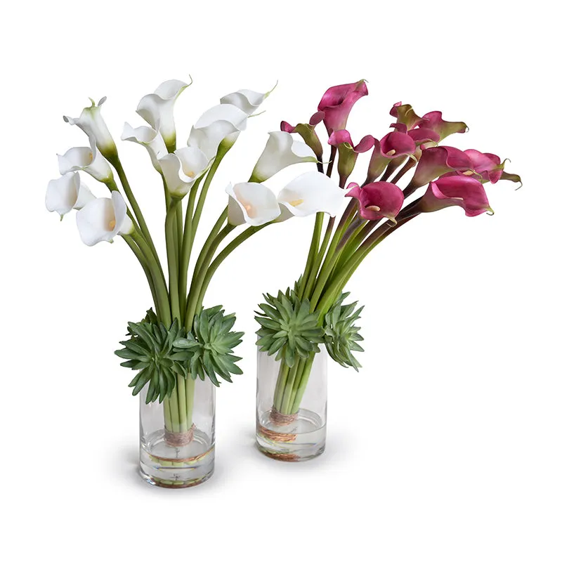 Calla Lily with Succulent Collar in Glass 30"H