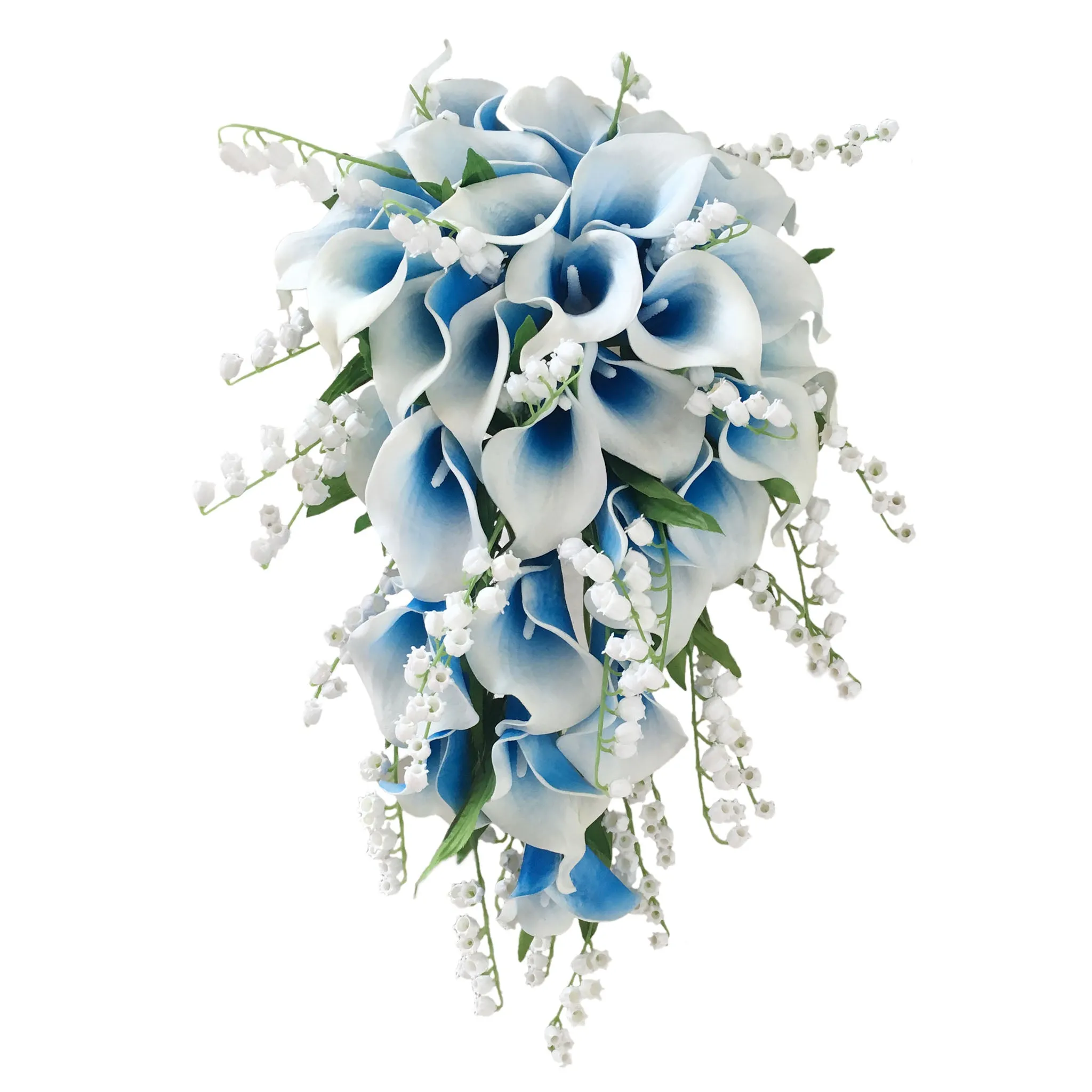 Cascade Bridal Blue Calla Lilies Bouquet Lily of the Valley