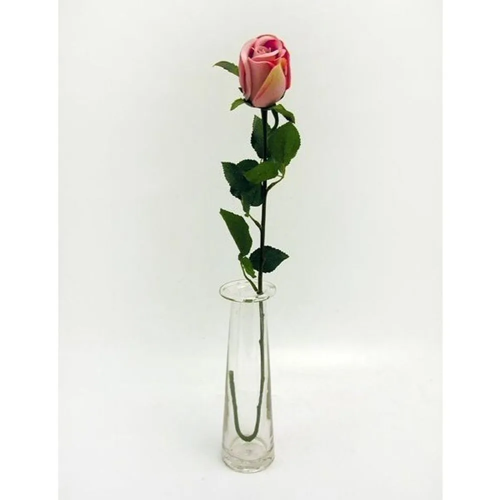 CB Imports 63cm Pink Artificial Prize Rose Bud Stem