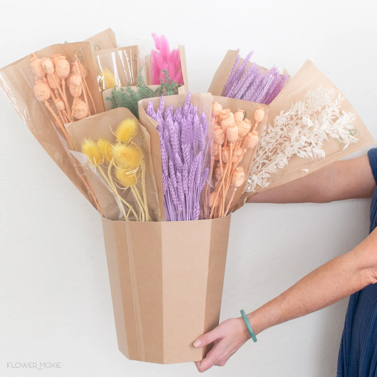 Colorful Dried Flower Lot - Rainbow