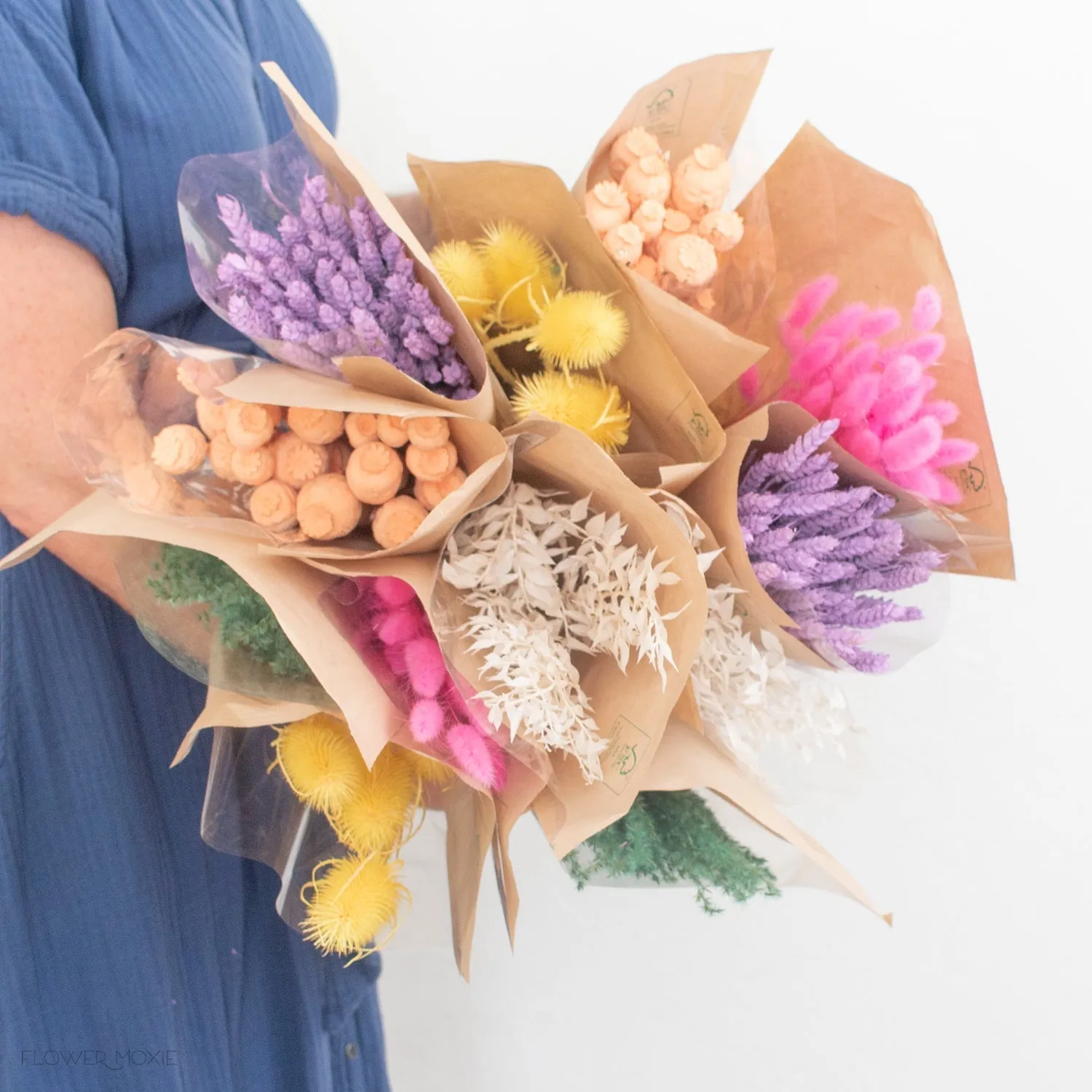 Colorful Dried Flower Lot - Rainbow