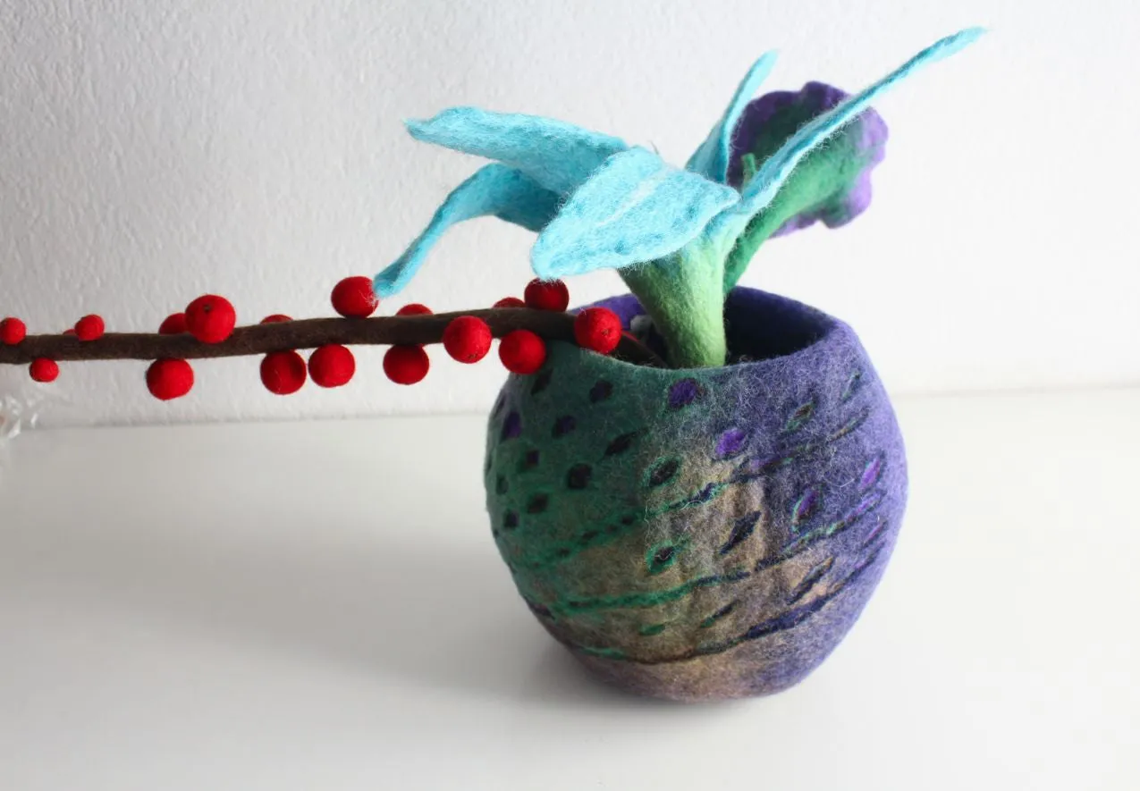 Colorful Felt Wool Flower Vase