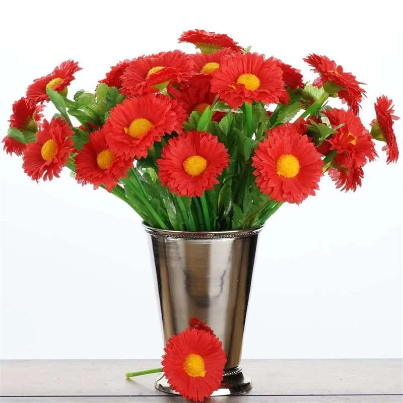 Common Daisy Bush Artificial Silk Flowers - Red