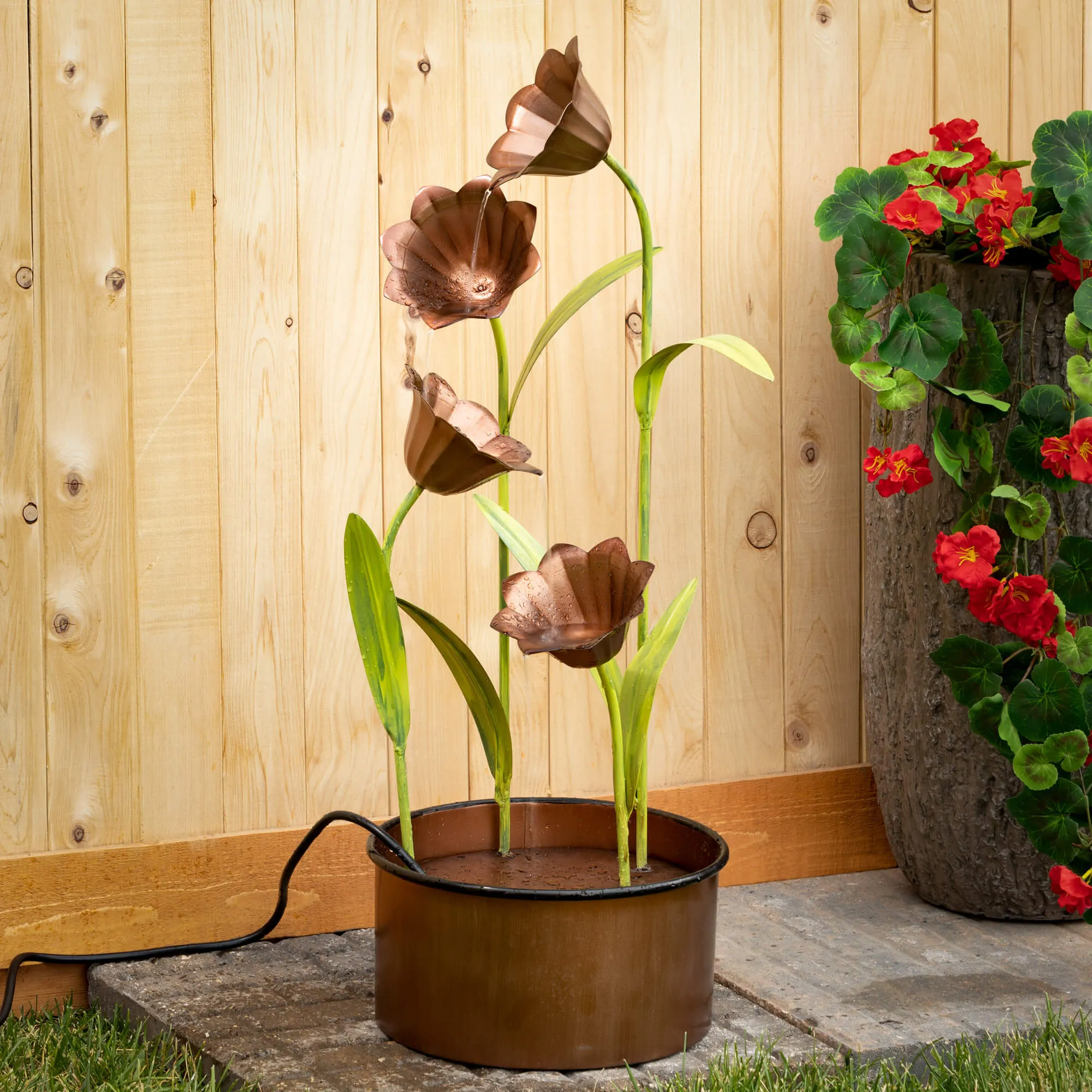 Copper Tulip Water Fountain