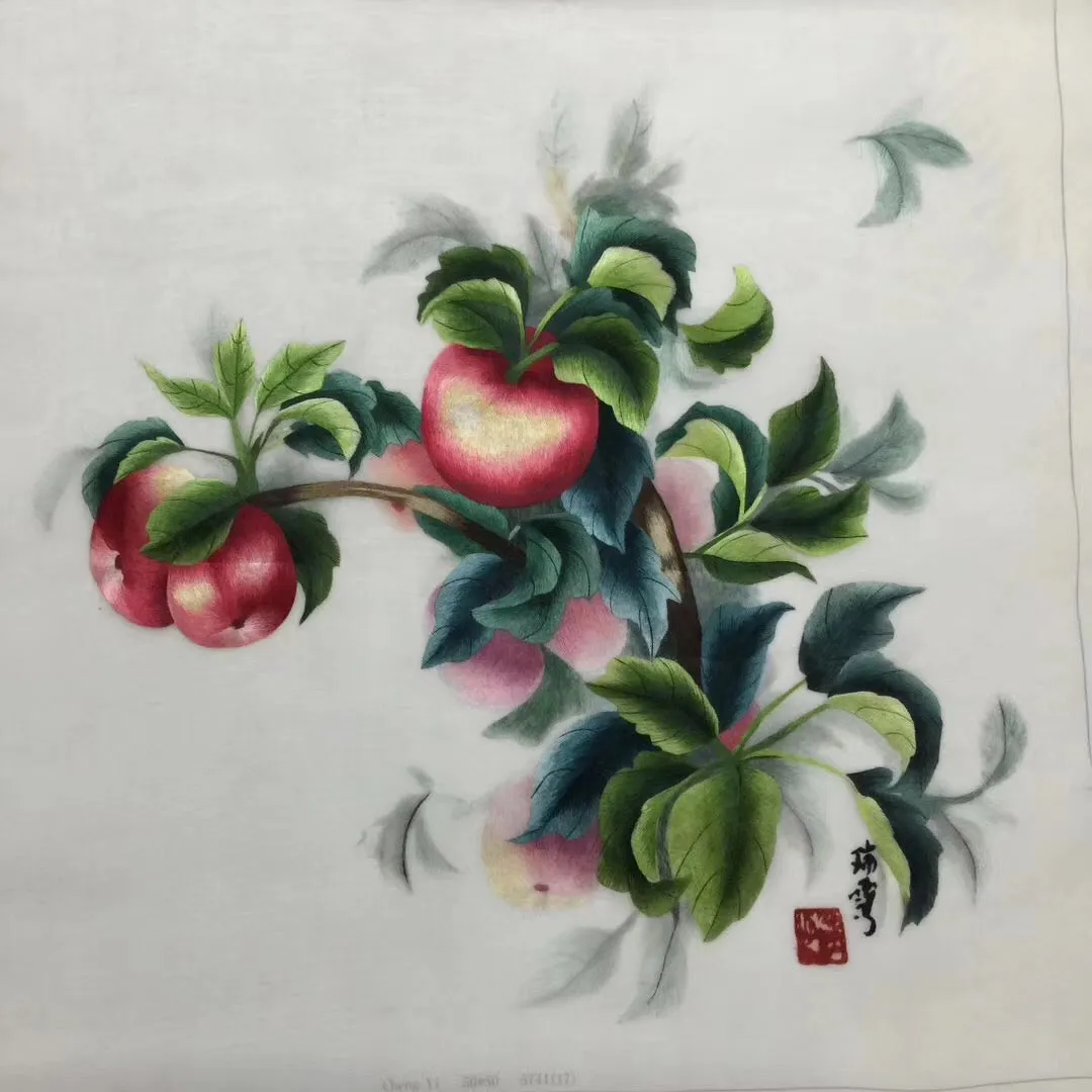 Delicate Hand Suzhou Embroidery Silk Art:watertown house vase flower still life 50cm 3918