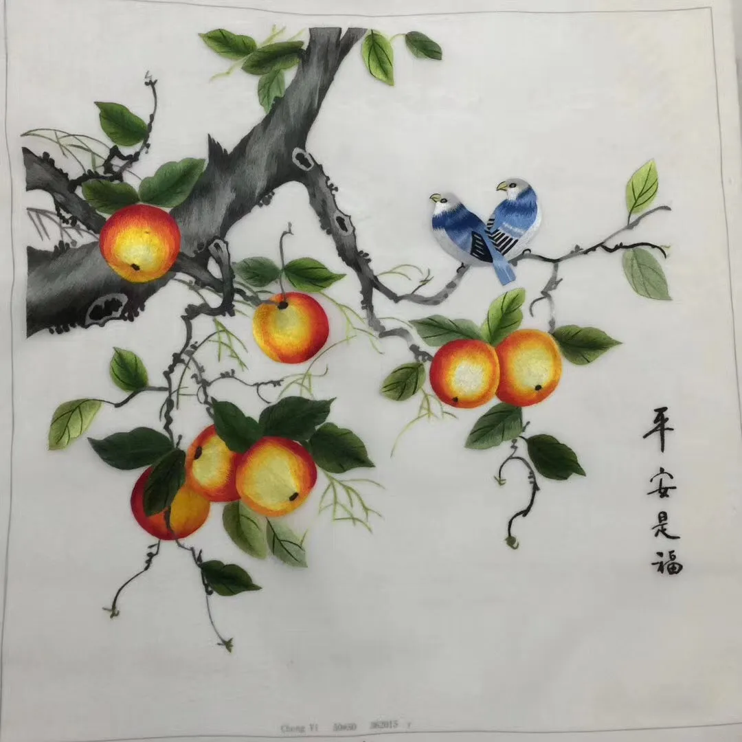 Delicate Hand Suzhou Embroidery Silk Art:watertown house vase flower still life 50cm 3918