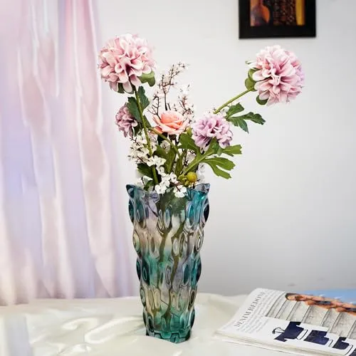 Ekhasa 100% Crystal Glass Vase Flower Pot for Home Decoration | Center Table Decorative Items | Thickened Transparent Glass Vase for Flowers. Bookshelf, Dinner Table, Office Desk & Premium Gift