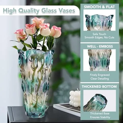 Ekhasa 100% Crystal Glass Vase Flower Pot for Home Decoration | Center Table Decorative Items | Thickened Transparent Glass Vase for Flowers. Bookshelf, Dinner Table, Office Desk & Premium Gift