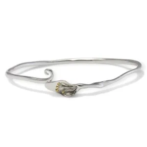 Elegant Calla Lily Bangle Handmade In Sterling Silver & 14 Carat Gold