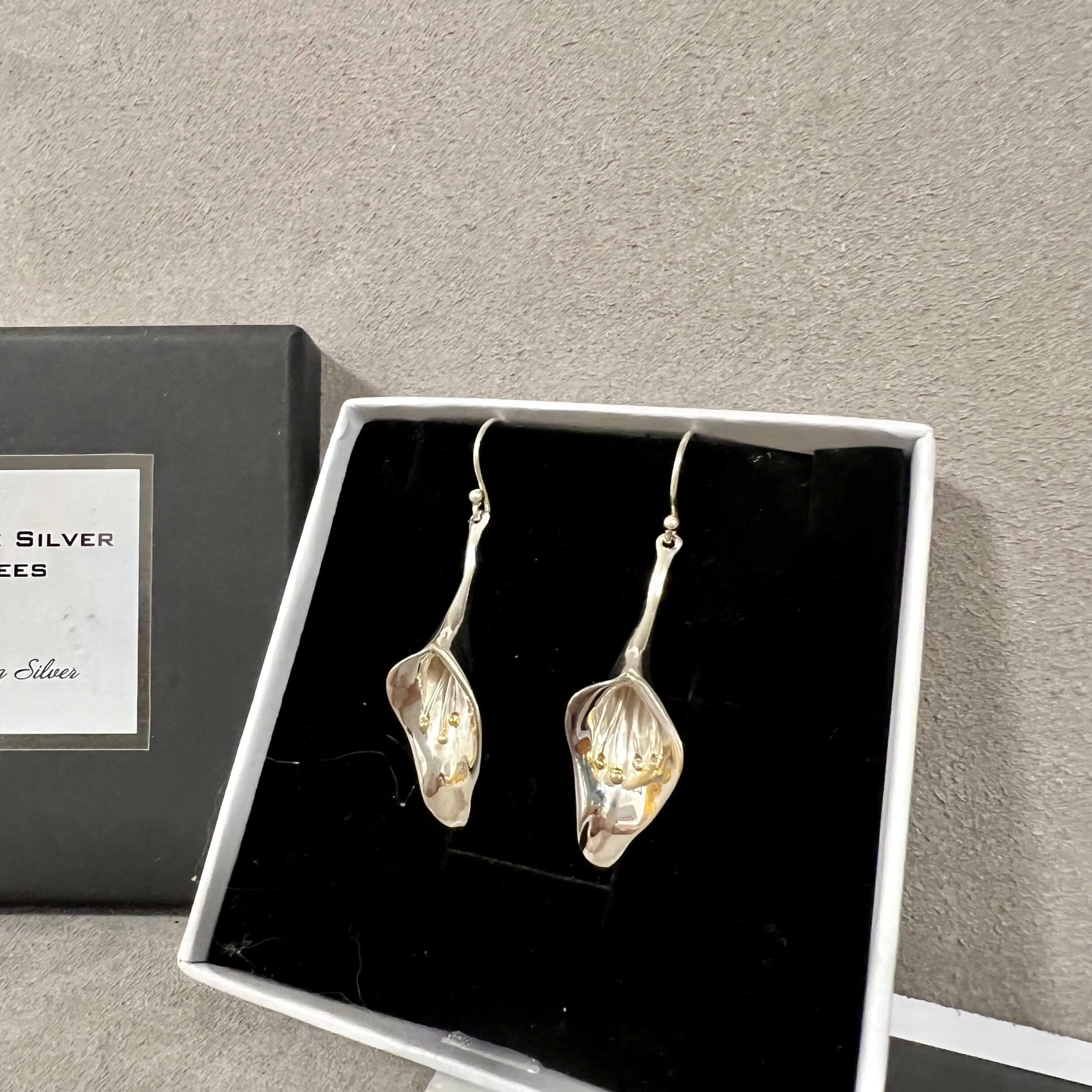 Elegant Calla Lily Sterling Silver Drop Earrings