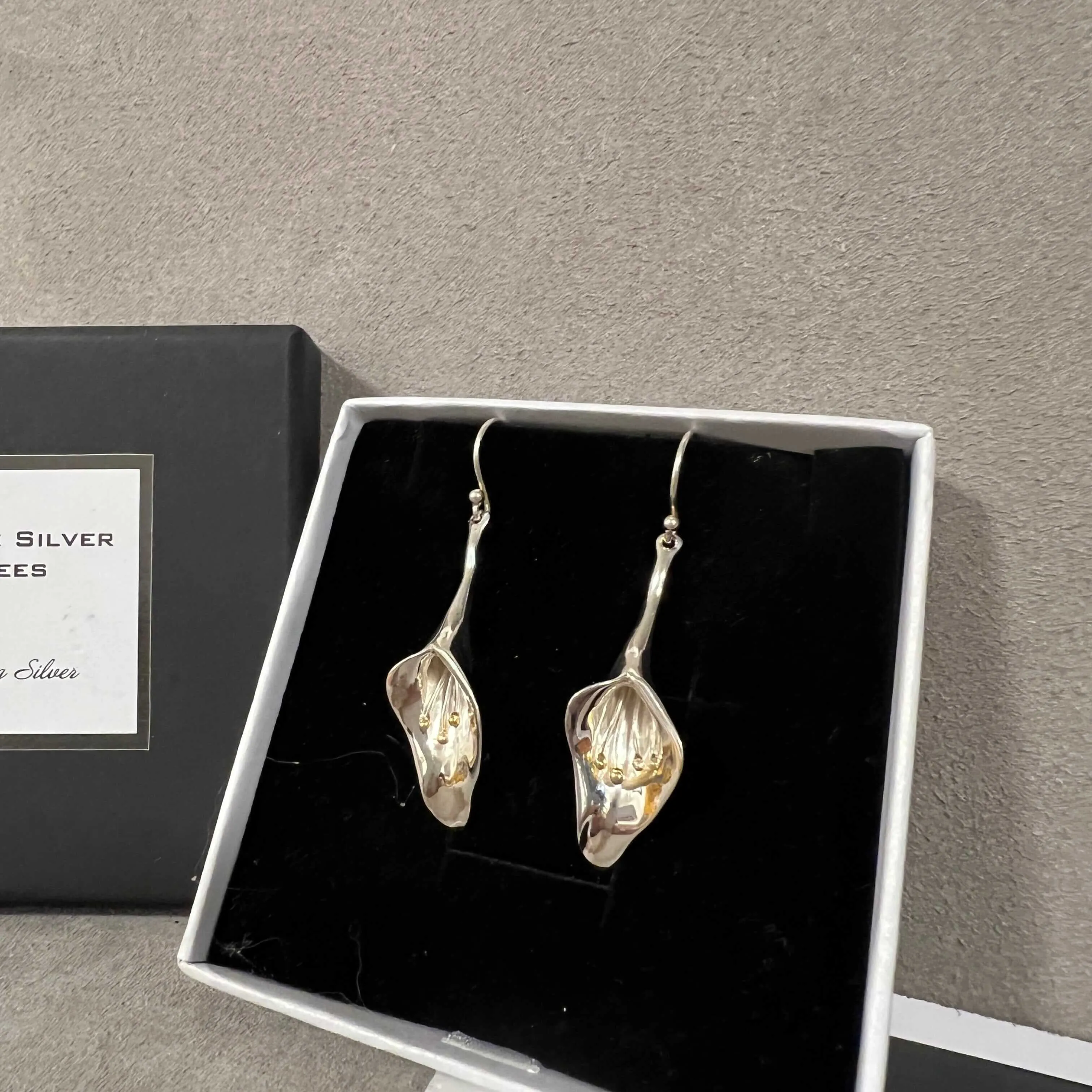 Elegant Calla Lily Sterling Silver Drop Earrings