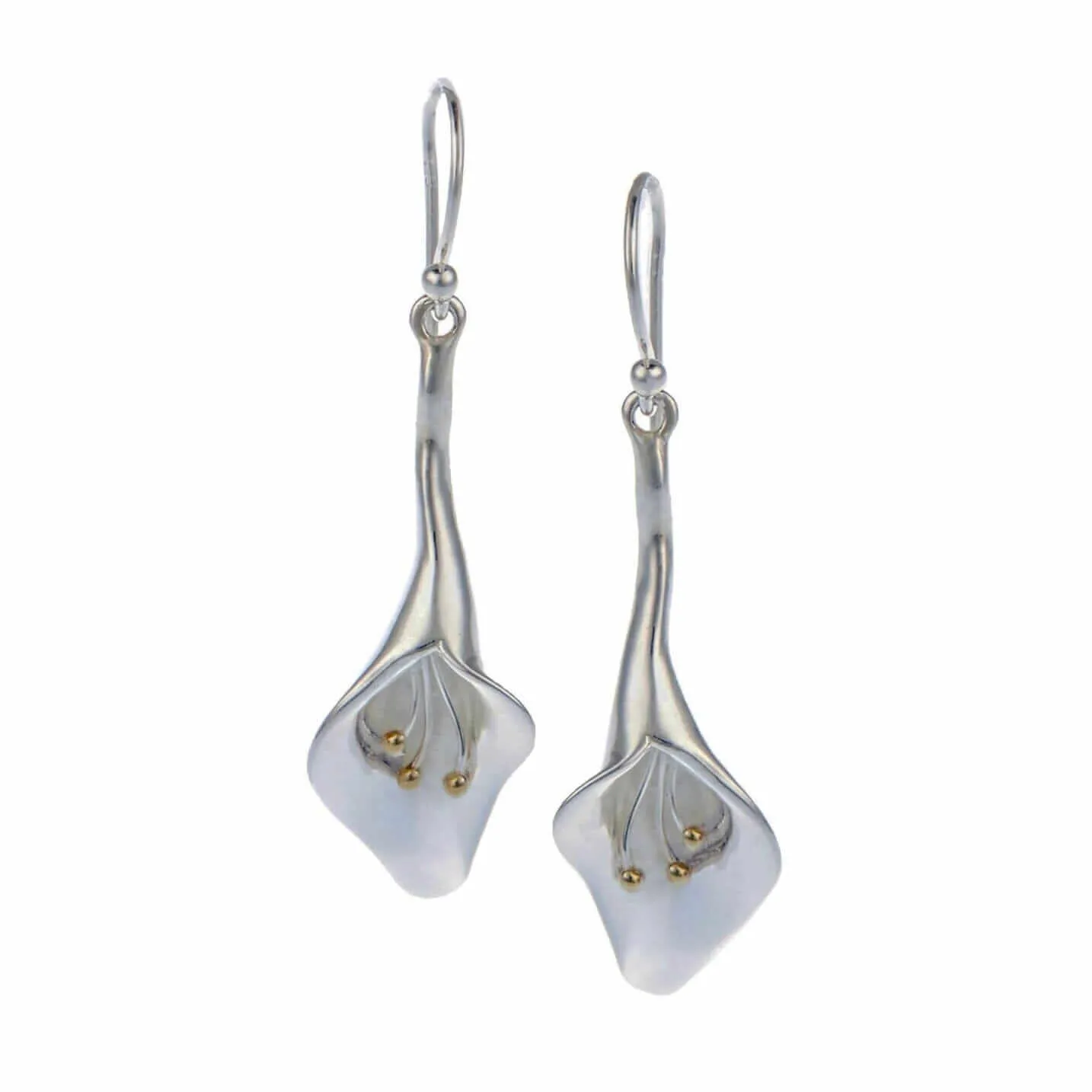 Elegant Calla Lily Sterling Silver Drop Earrings