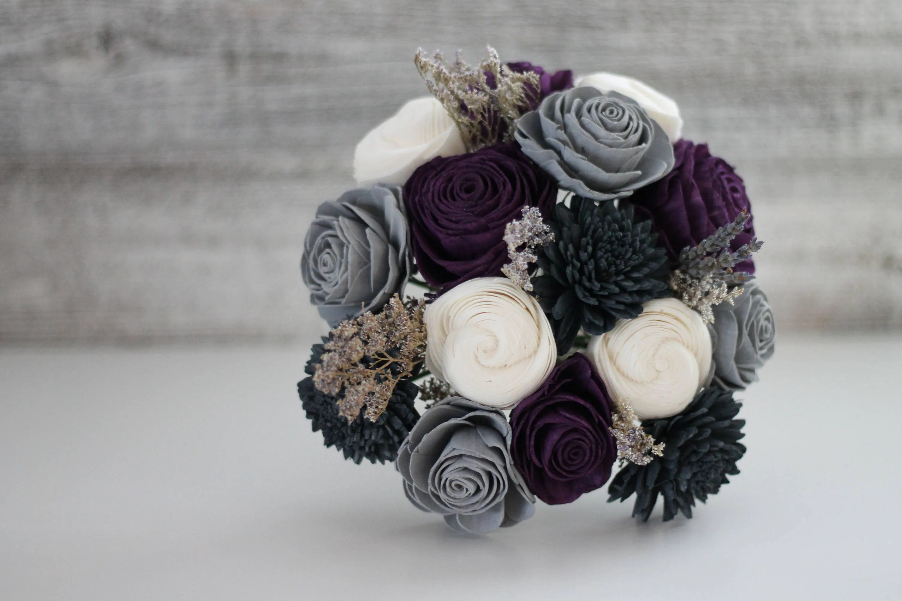 Elegant Lavender Wooden Flower Bouquet