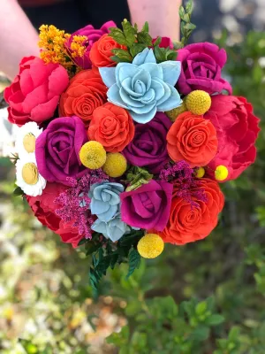 Fancy Plantsy Vibrant Wood Flower Bouquet