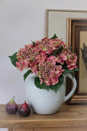 Faux Vintage Pink Budding Hydrangea Stem