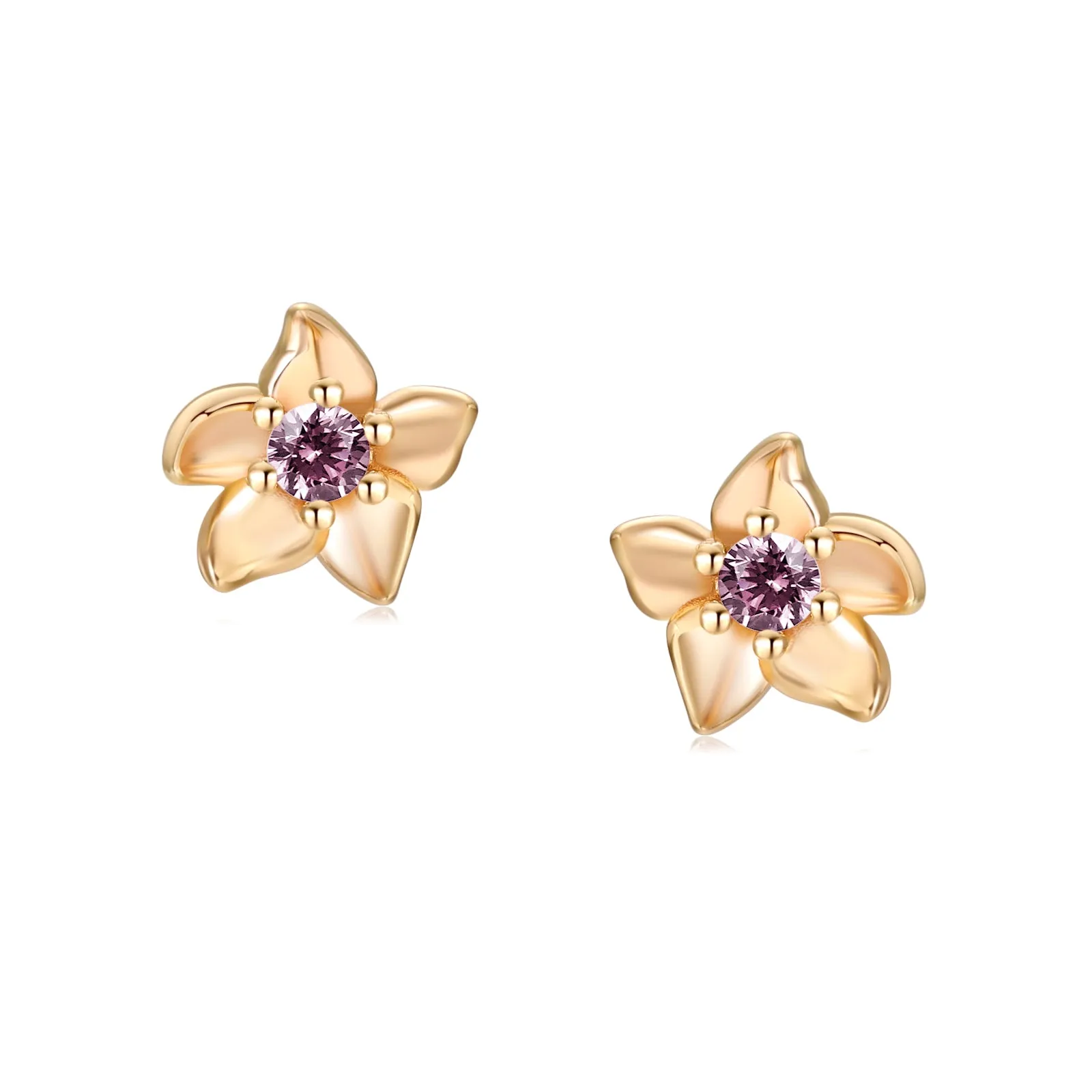 Floral Gold Stud Earrings - Iris