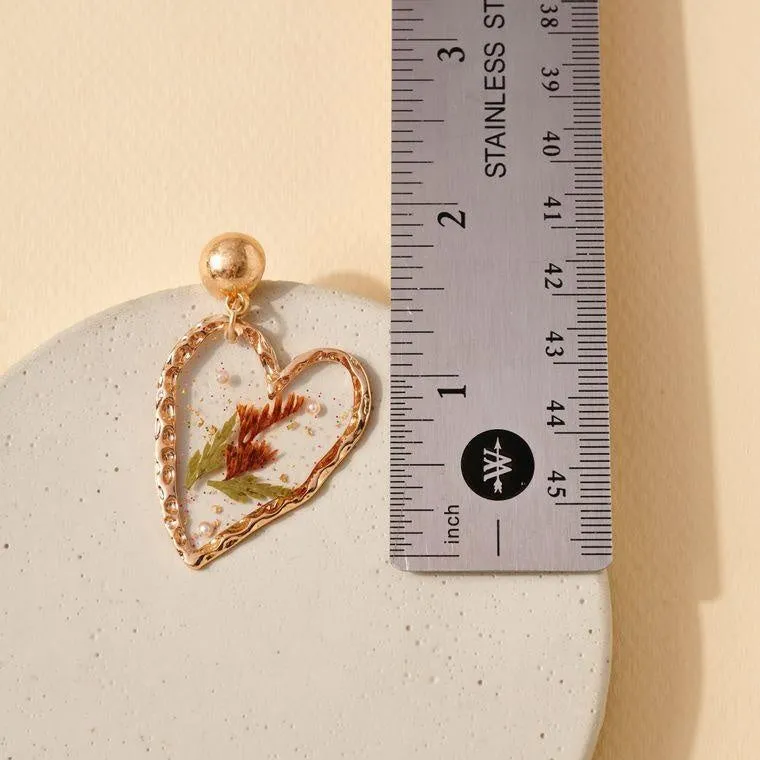 Floral Metal Heart Shaped Earrings